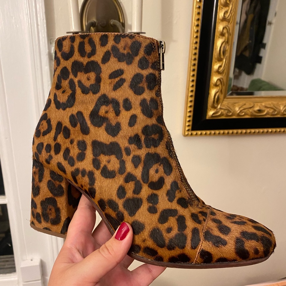 Madewell Amalia Zip Boot in Leopard Calf Hair Size 8.5